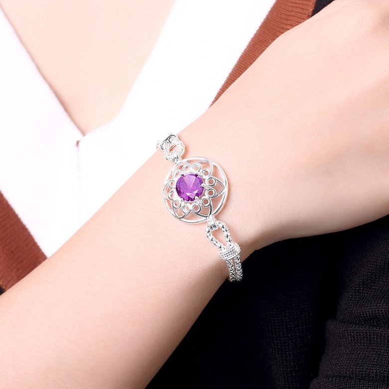 Wholesale Classic Silver Round CZ Bracelet TGSPB029 1