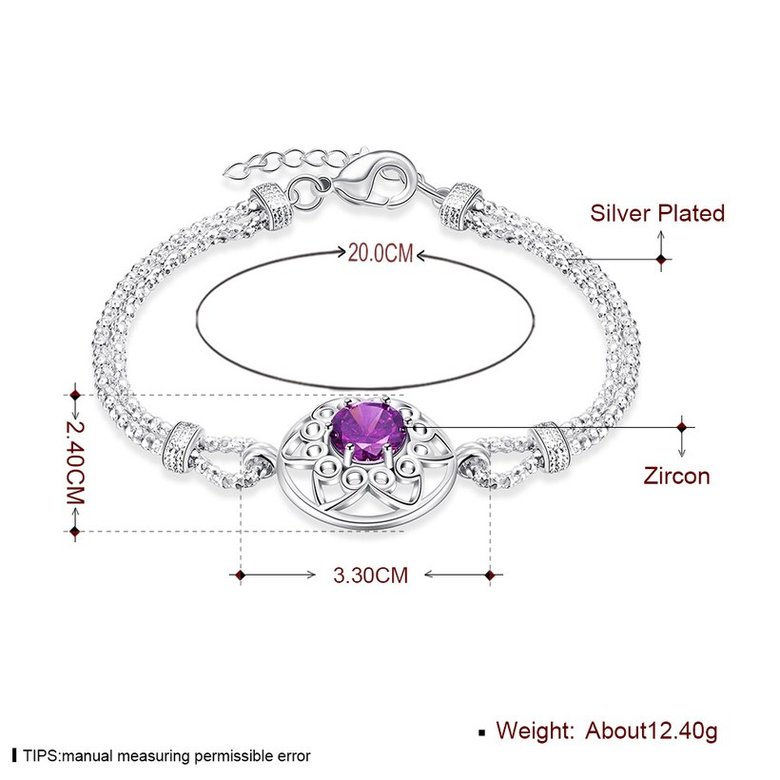 Wholesale Classic Silver Round CZ Bracelet TGSPB029 2