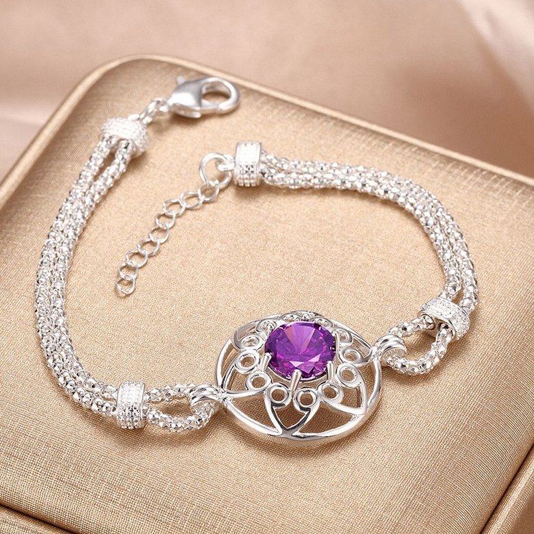 Wholesale Classic Silver Round CZ Bracelet TGSPB029 4