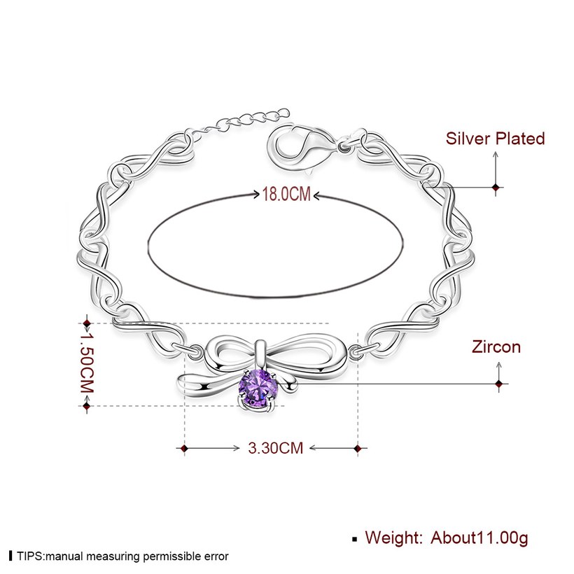 Wholesale Romantic Silver Bowknot CZ Bracelet TGSPB031 2