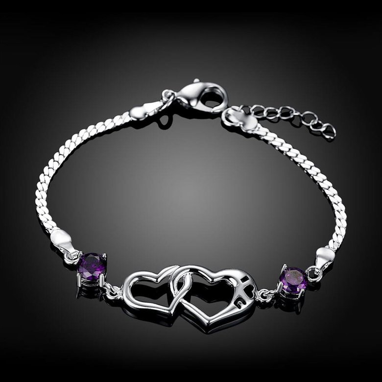 Wholesale Trendy Silver Heart CZ Bracelet TGSPB090 1