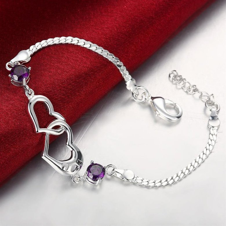 Wholesale Trendy Silver Heart CZ Bracelet TGSPB090 2