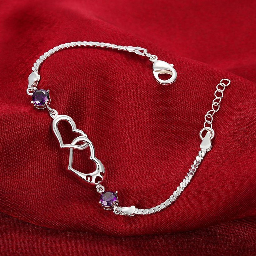 Wholesale Trendy Silver Heart CZ Bracelet TGSPB090 3