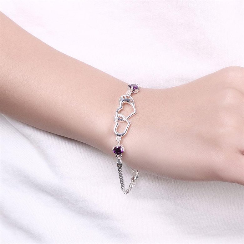 Wholesale Trendy Silver Heart CZ Bracelet TGSPB090 4