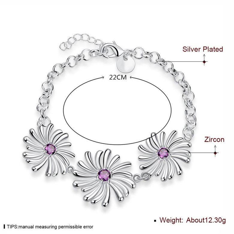 Wholesale Romantic Silver Plant CZ Bracelet TGSPB106 1