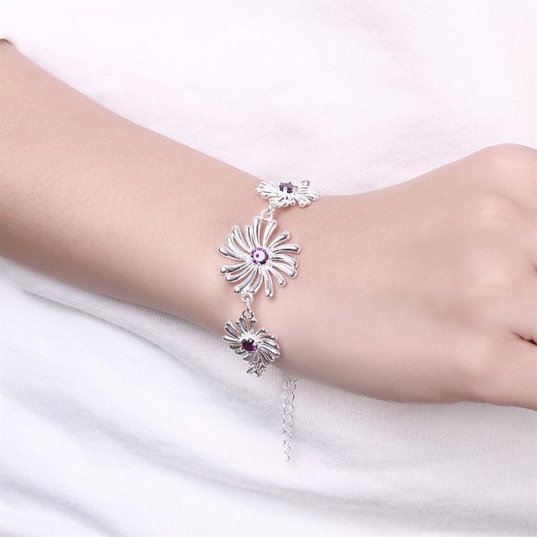 Wholesale Romantic Silver Plant CZ Bracelet TGSPB106 4