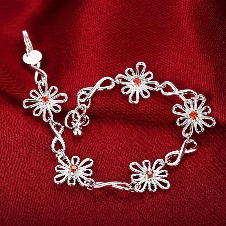 Wholesale Romantic Silver Plant CZ Bracelet TGSPB108 0