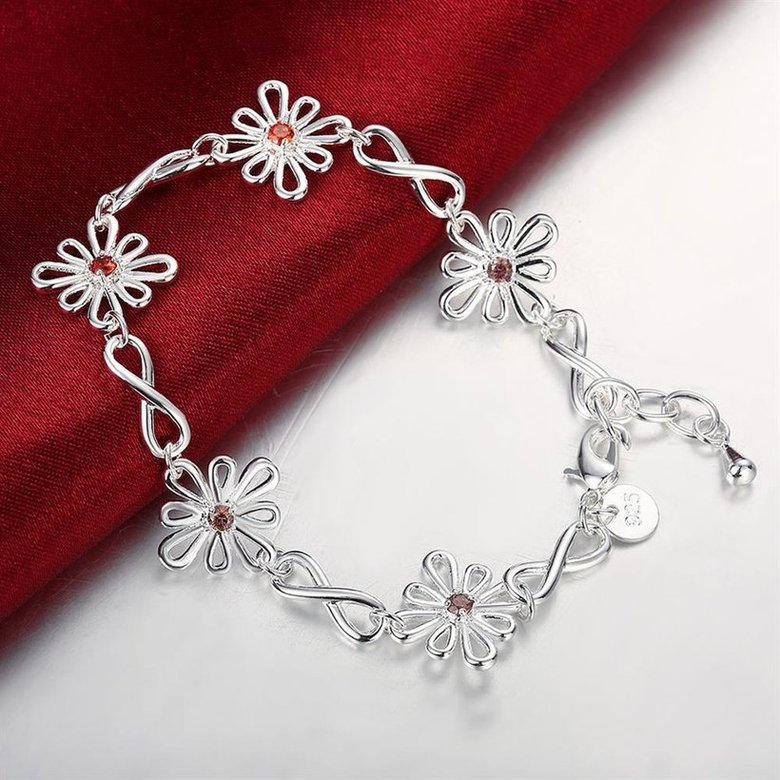 Wholesale Romantic Silver Plant CZ Bracelet TGSPB108 4