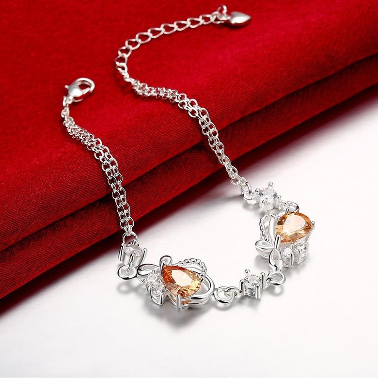 Wholesale Romantic Silver Water Drop CZ Bracelet TGSPB368 2