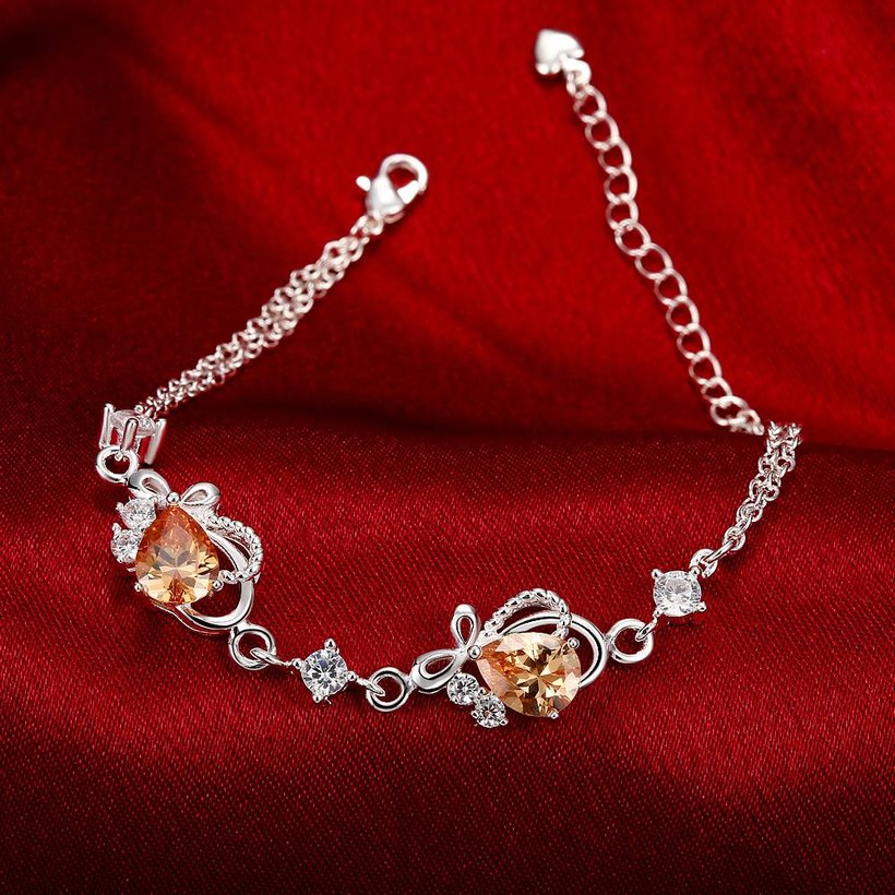 Wholesale Romantic Silver Water Drop CZ Bracelet TGSPB368 6