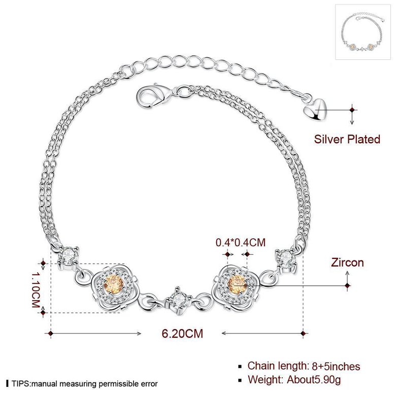 Wholesale Romantic Silver Plant CZ Bracelet TGSPB373 1
