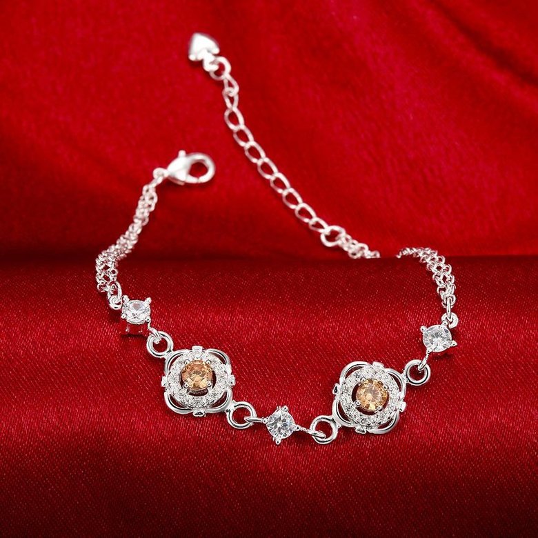 Wholesale Romantic Silver Plant CZ Bracelet TGSPB373 3