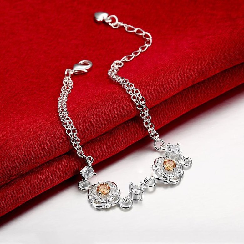 Wholesale Romantic Silver Plant CZ Bracelet TGSPB373 4