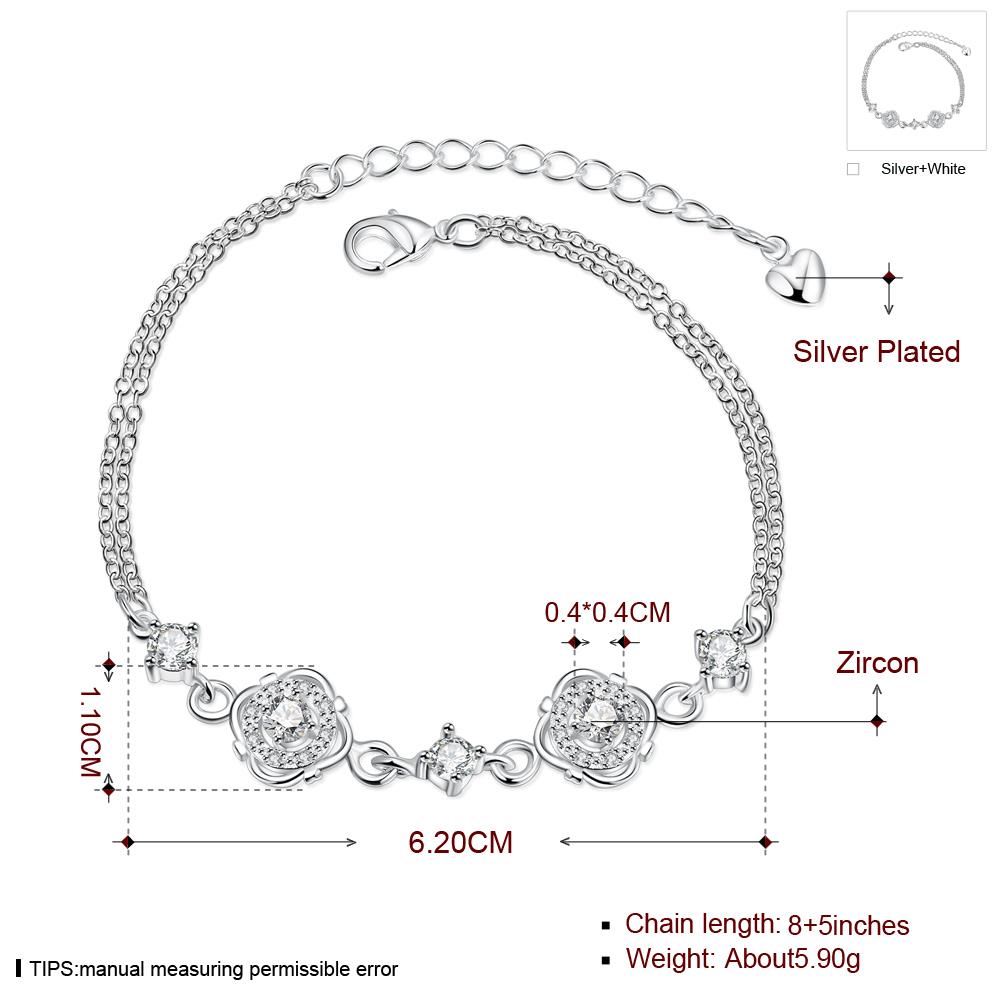 Wholesale Romantic Silver Plant CZ Bracelet TGSPB373 6