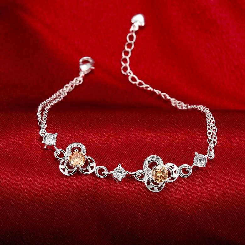 Wholesale Romantic Silver Plant CZ Bracelet TGSPB379 2