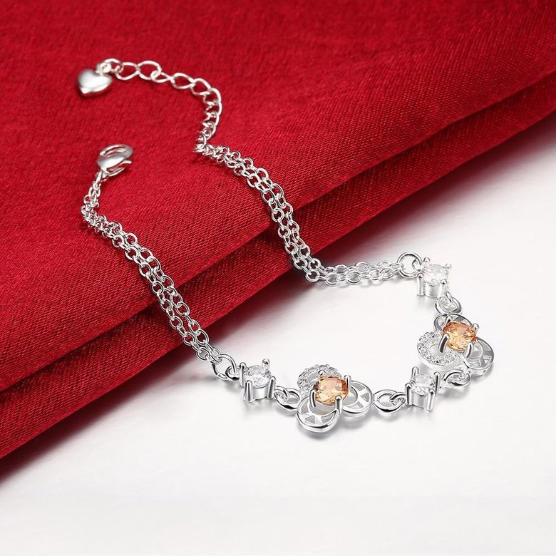 Wholesale Romantic Silver Plant CZ Bracelet TGSPB379 3