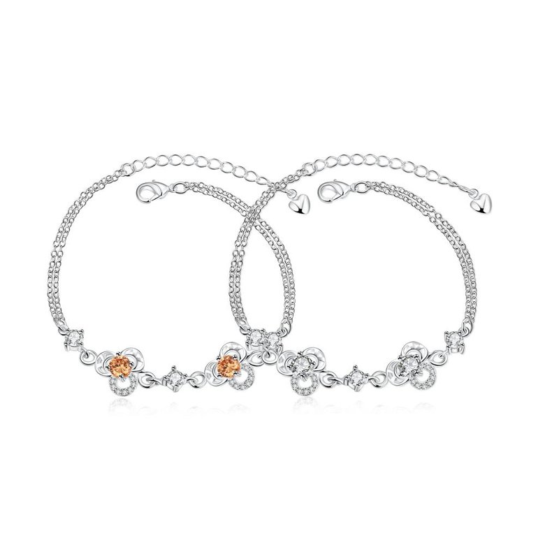 Wholesale Romantic Silver Plant CZ Bracelet TGSPB379 4