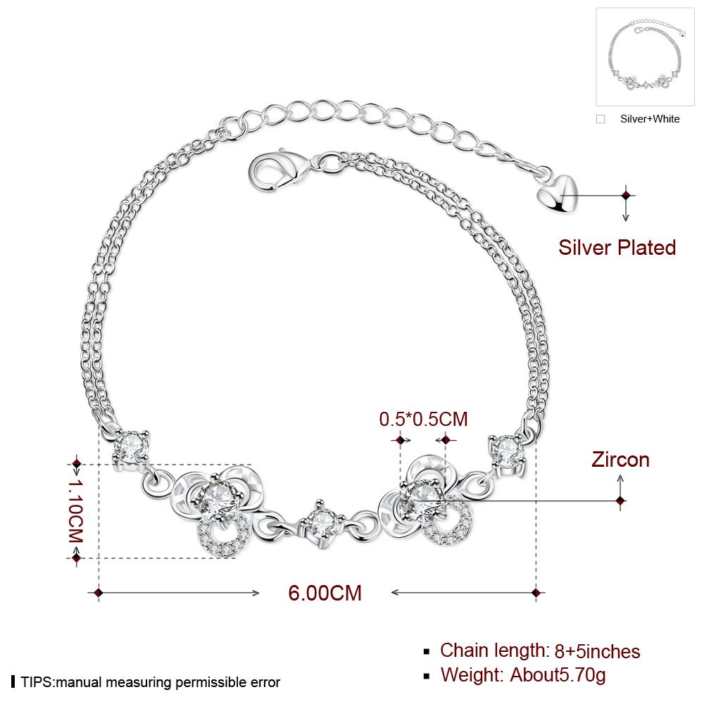 Wholesale Romantic Silver Plant CZ Bracelet TGSPB379 5