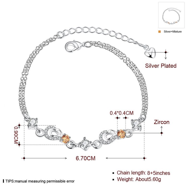 Wholesale Trendy Silver Geometric CZ Bracelet TGSPB381 0