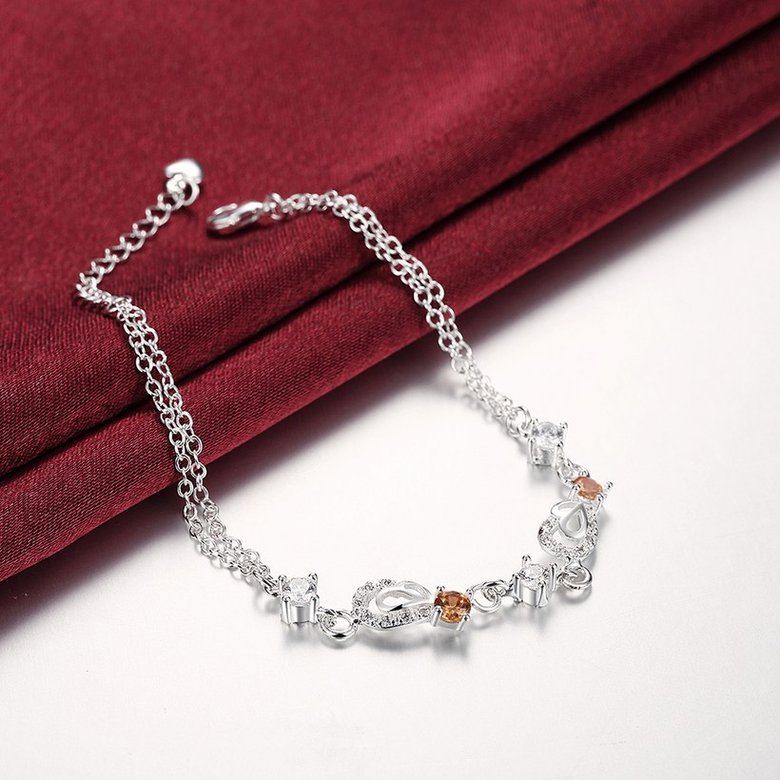 Wholesale Trendy Silver Geometric CZ Bracelet TGSPB381 3