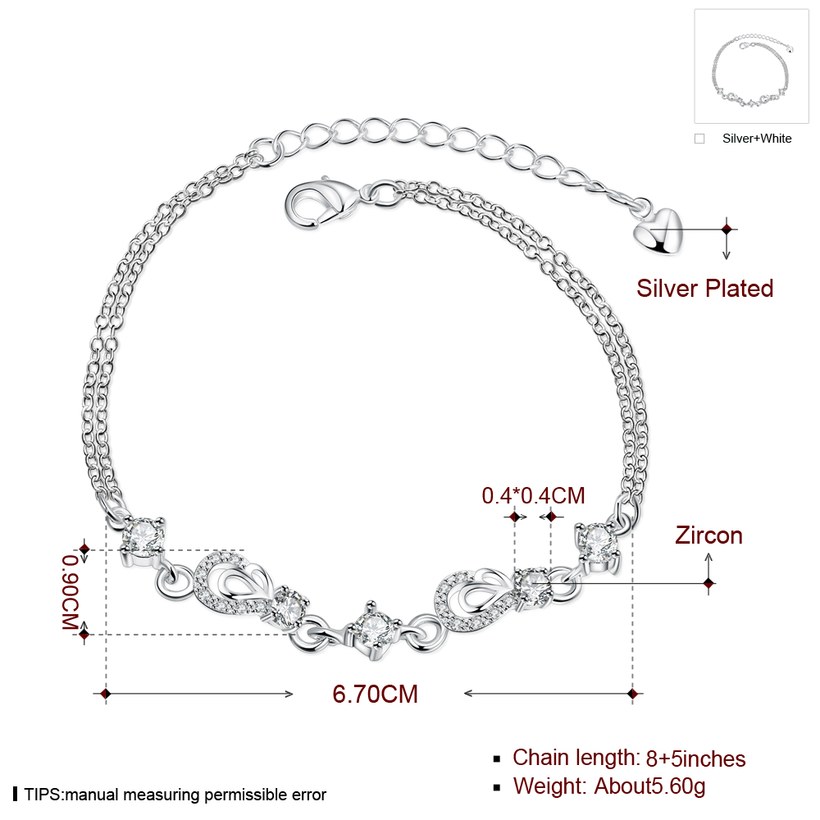 Wholesale Trendy Silver Geometric CZ Bracelet TGSPB381 6