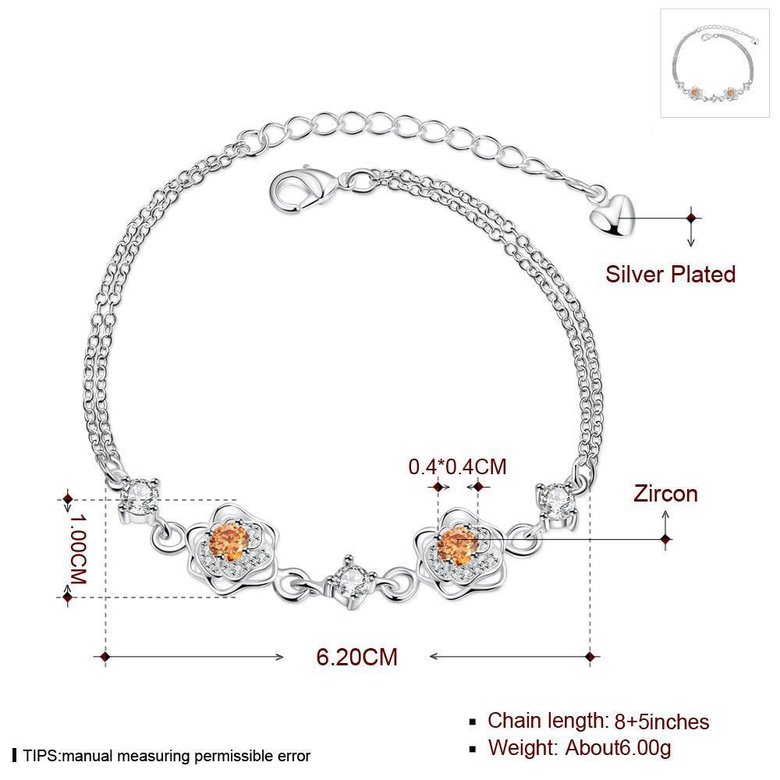 Wholesale Romantic Silver Plant CZ Bracelet TGSPB384 2