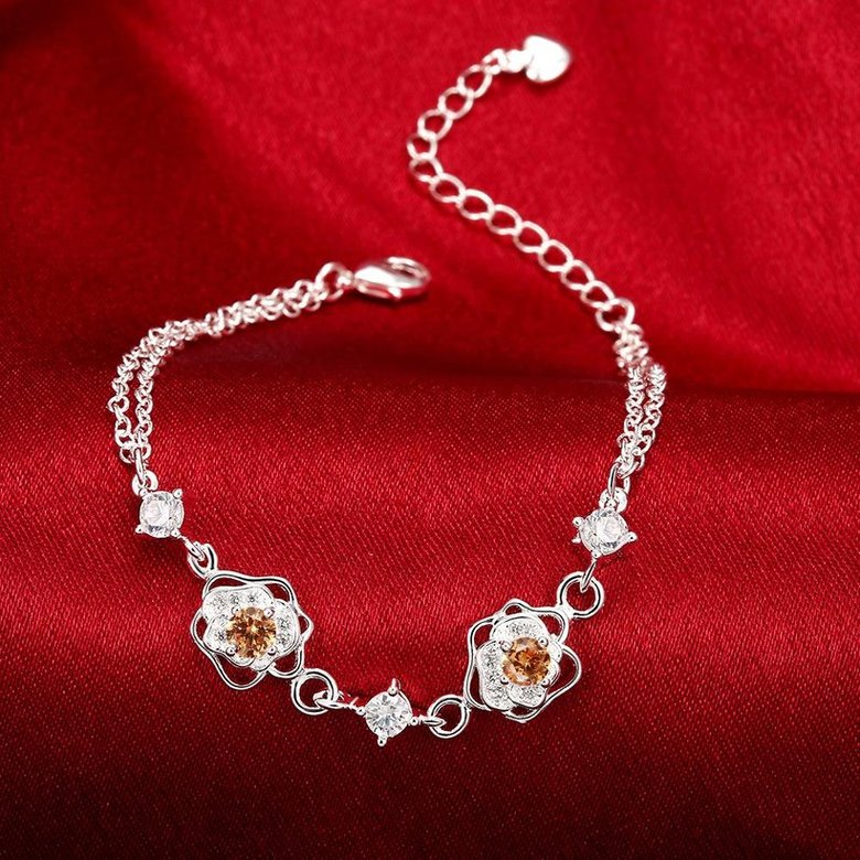 Wholesale Romantic Silver Plant CZ Bracelet TGSPB384 3