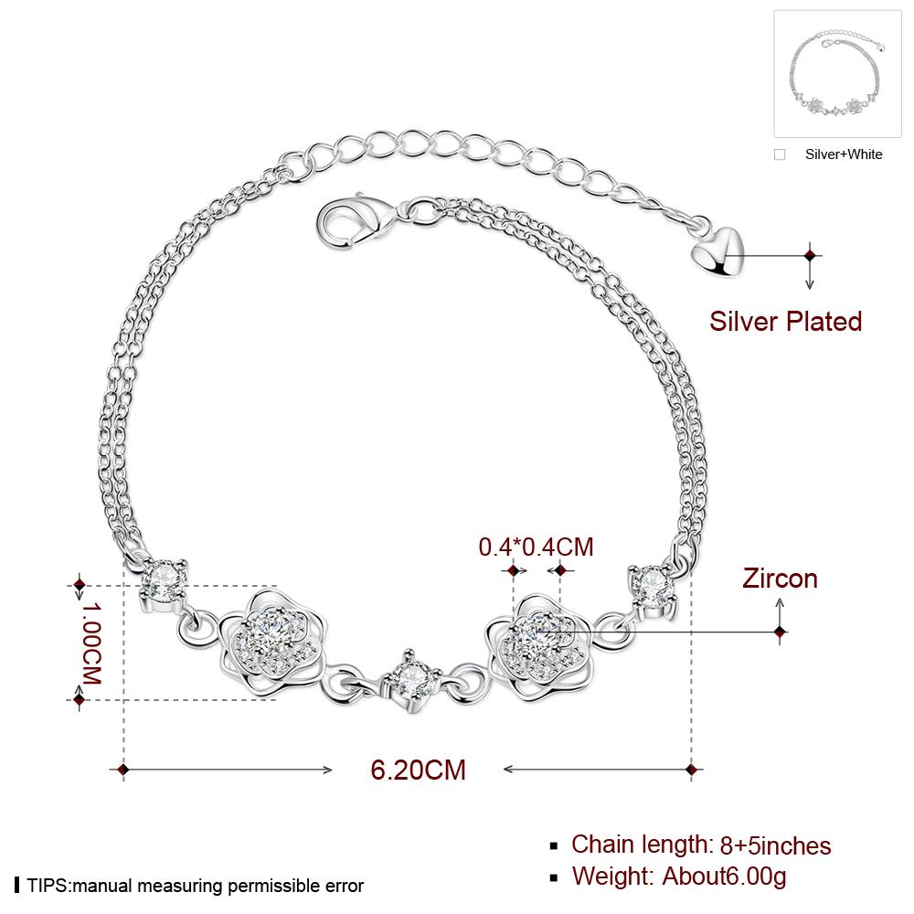 Wholesale Romantic Silver Plant CZ Bracelet TGSPB384 6