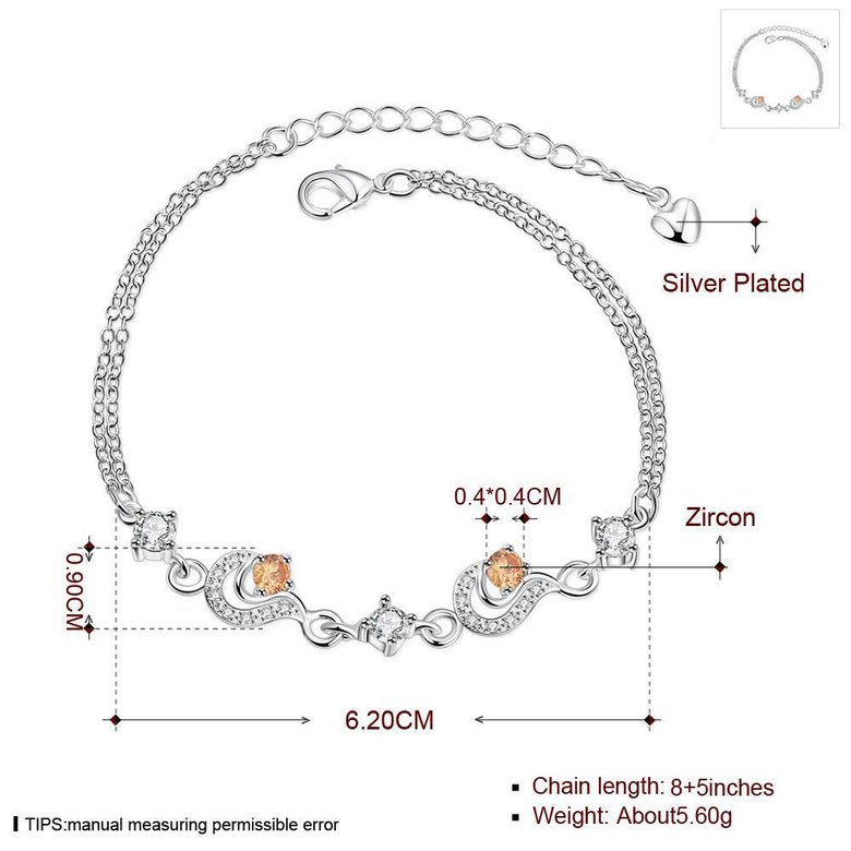 Wholesale Classic Geometric CZ Silver Bracelet TGSPB024 0