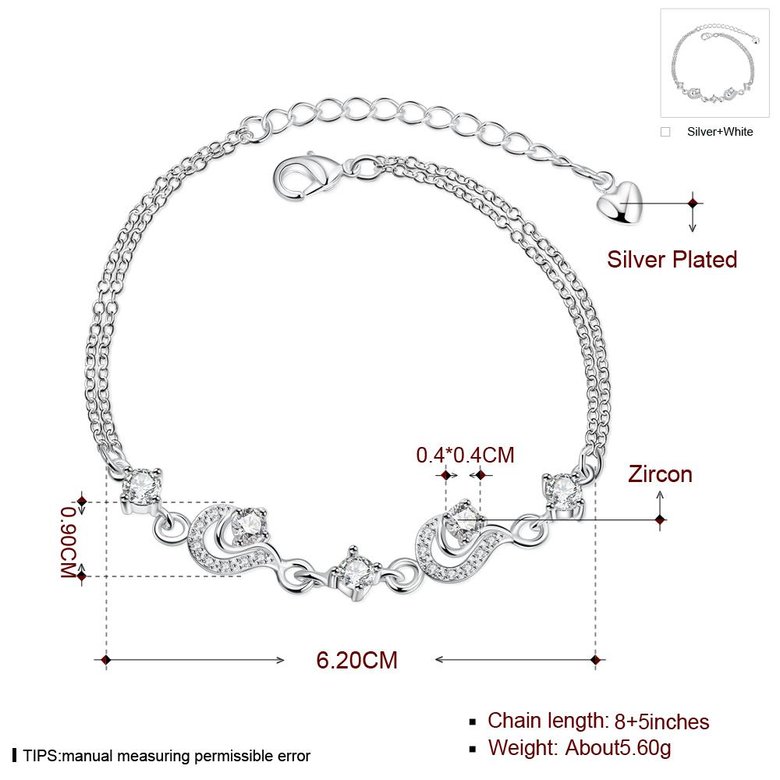 Wholesale Classic Geometric CZ Silver Bracelet TGSPB024 4