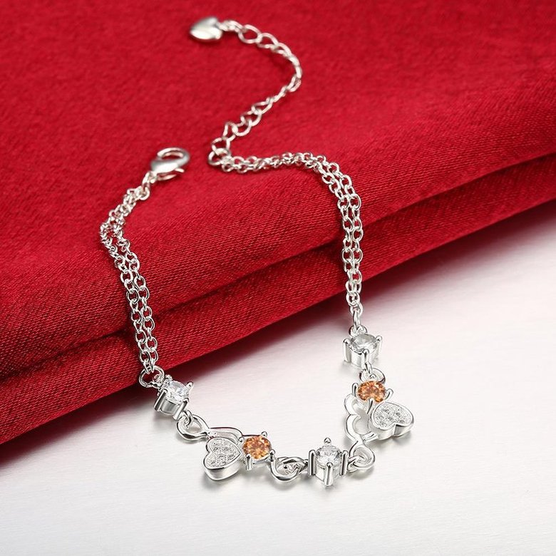 Wholesale Romantic Silver Heart CZ Bracelet TGSPB389 0