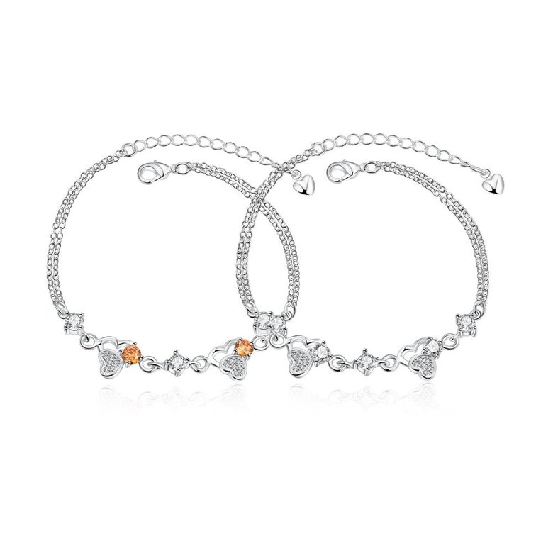 Wholesale Romantic Silver Heart CZ Bracelet TGSPB389 2