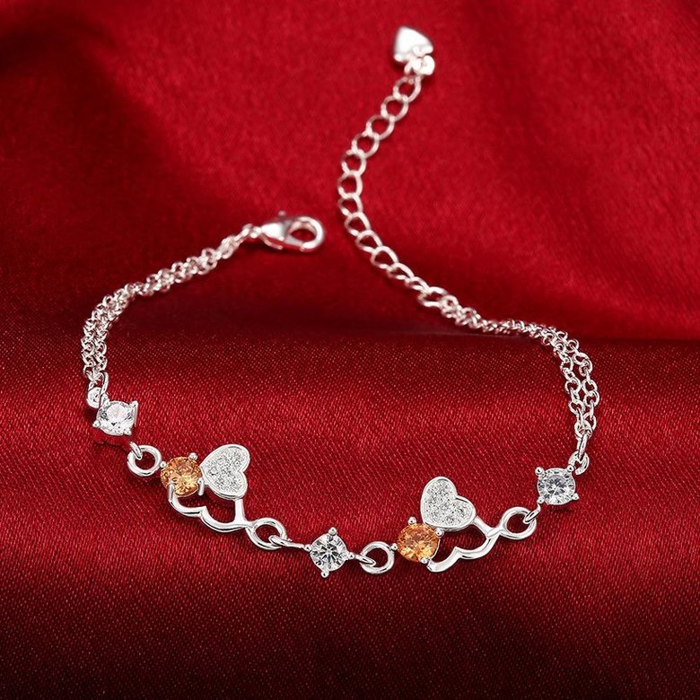 Wholesale Romantic Silver Heart CZ Bracelet TGSPB389 4