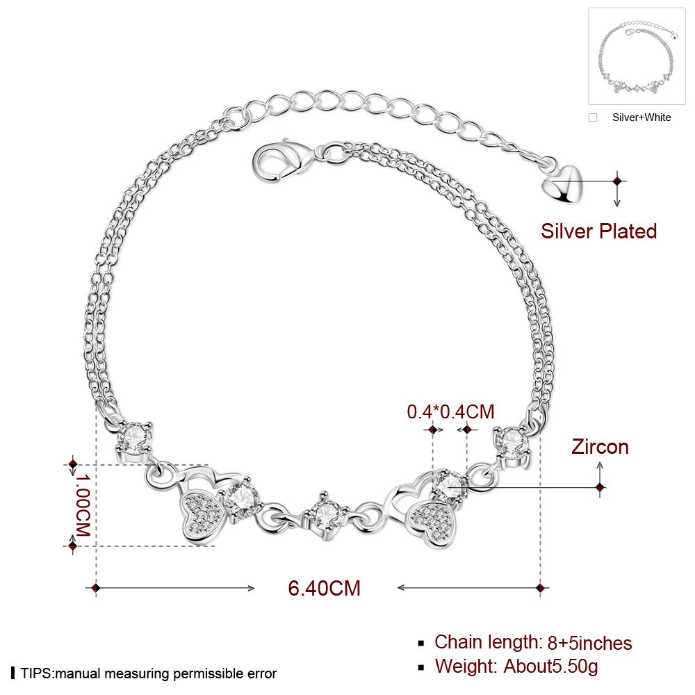 Wholesale Romantic Silver Heart CZ Bracelet TGSPB389 5