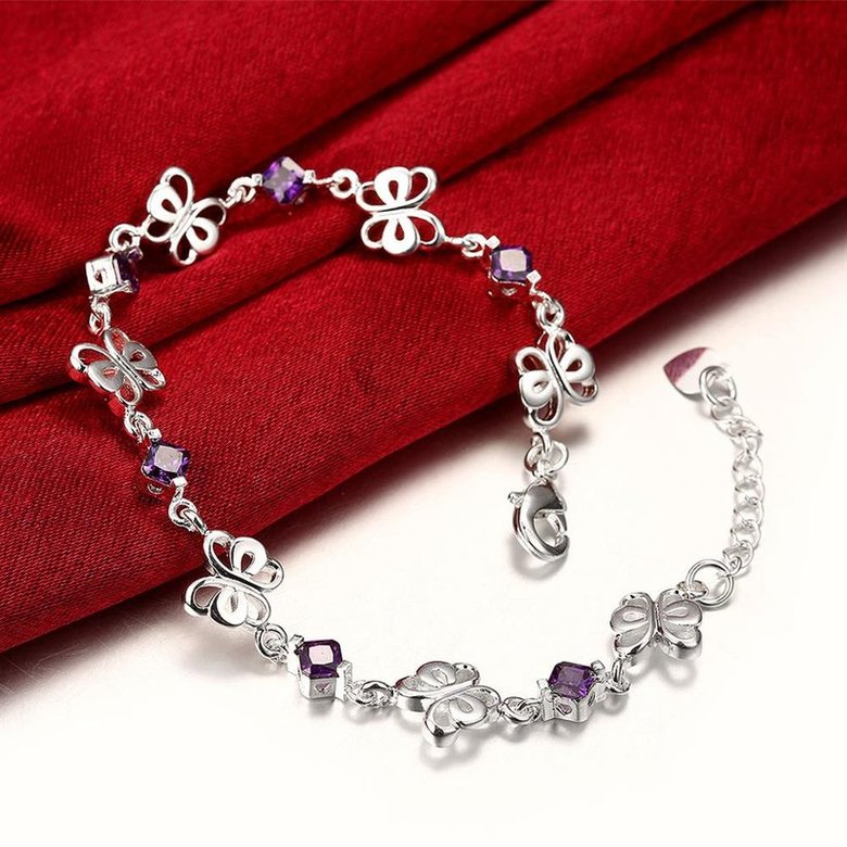 Wholesale Romantic Silver Animal CZ Bracelet TGSPB395 3