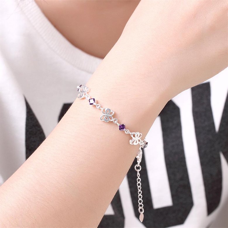 Wholesale Romantic Silver Animal CZ Bracelet TGSPB395 4