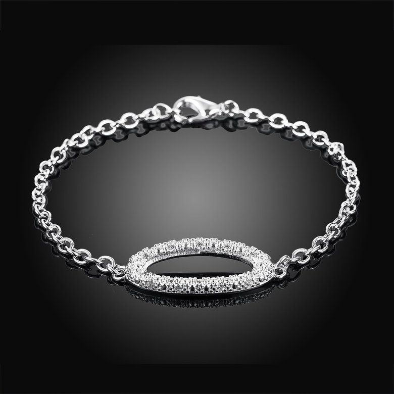 Wholesale Trendy Silver Geometric White CZ Bracelet TGSPB104 1