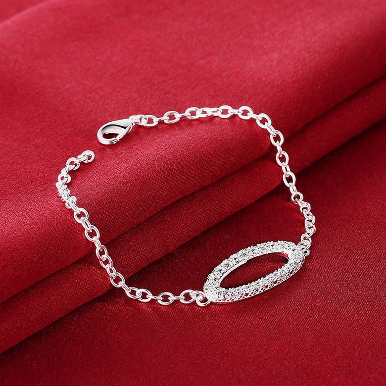 Wholesale Trendy Silver Geometric White CZ Bracelet TGSPB104 2