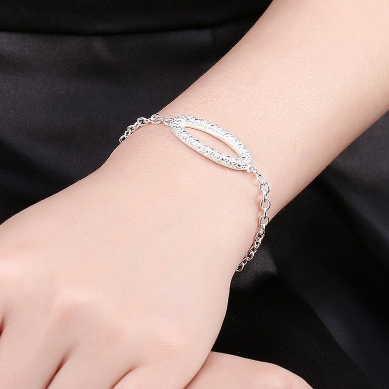 Wholesale Trendy Silver Geometric White CZ Bracelet TGSPB104 4