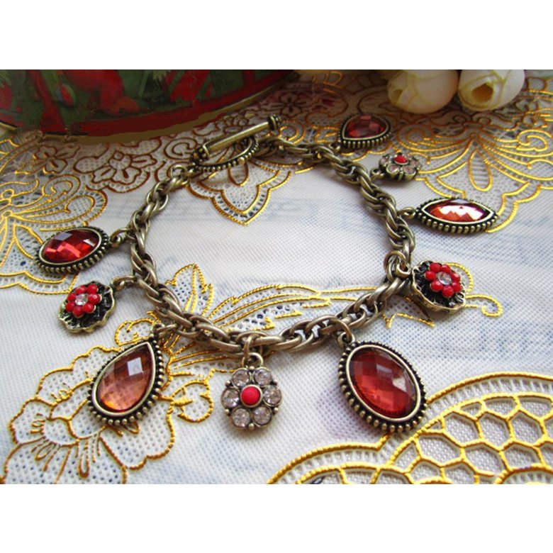 Wholesale Women Cuff Bracelets Imitation ruby Bohemian Bangles Vintage Red Color Ethnic Costume Jewelry VGB001 0