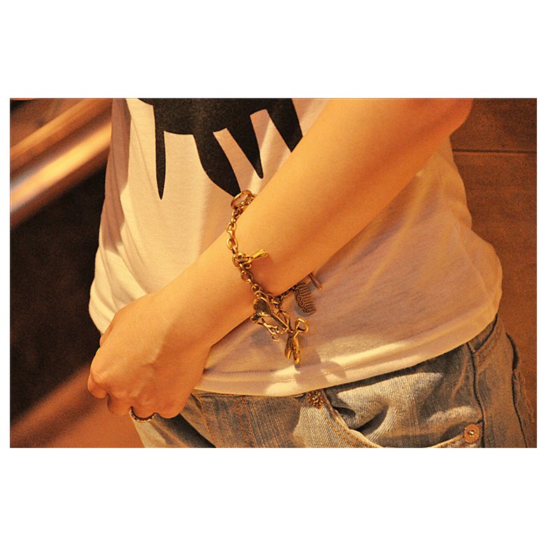 Wholesale Women Gift Fashion Bowknot Comb Charm Bracelet Gold Plate Scissor Pendant Bracelets & Anklet Bohemian Jewelry VGB002 1