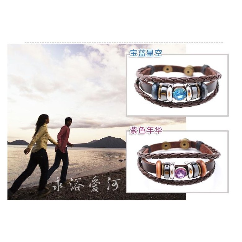 Wholesale 2020 New Vintage Leather Bracelet hand woven student leather rope men's and women's universal leather Beaded Friendship Bracelet VGB005 3