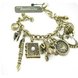 Wholesale Vintage Mirror Frog Clock Chair Kettle Pen Key Heart Charms Bracelet, DIY Retro Magic Fairy Tale Series Bracelet VGB006 1 small