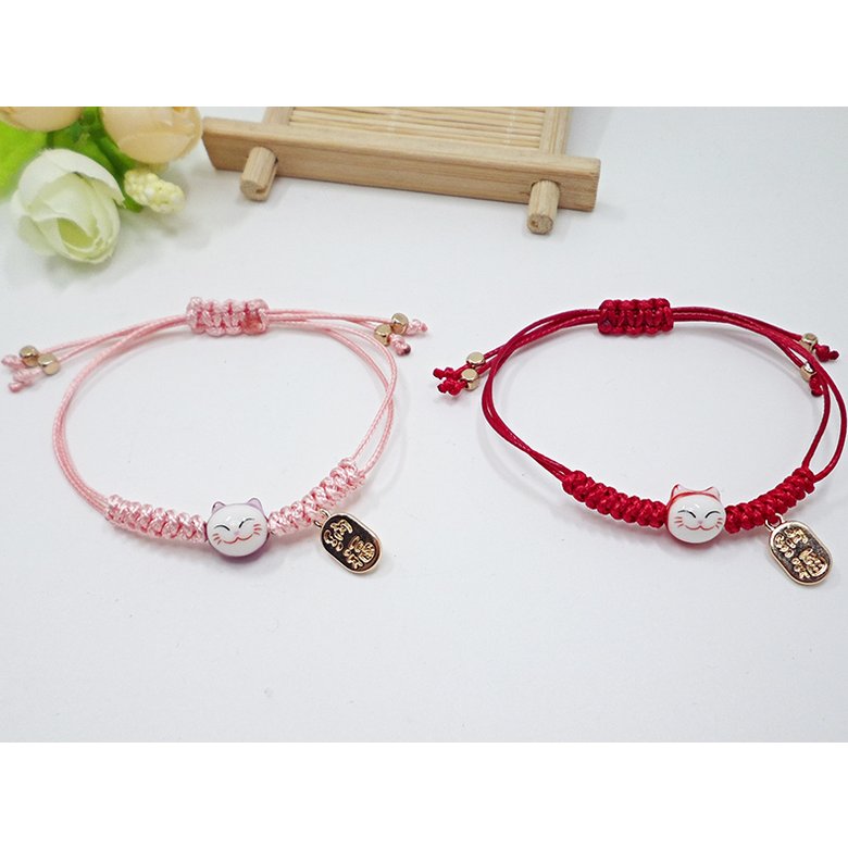 Wholesale New Arrive Handmade Cute Ceramic Lucky Cat Charm Beaded Bracelet Fortune Wish Women Bracelet VGB007 3