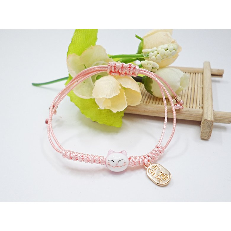 Wholesale New Arrive Handmade Cute Ceramic Lucky Cat Charm Beaded Bracelet Fortune Wish Women Bracelet VGB007 4