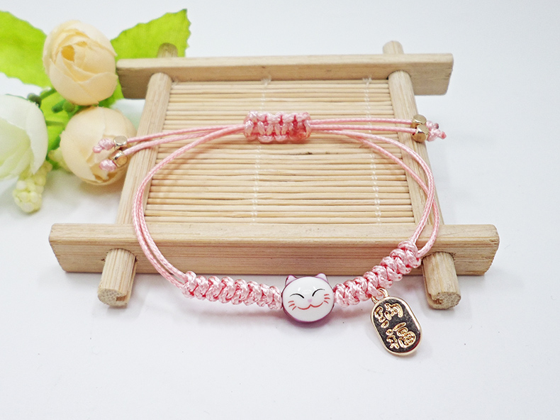 Wholesale New Arrive Handmade Cute Ceramic Lucky Cat Charm Beaded Bracelet Fortune Wish Women Bracelet VGB007 5