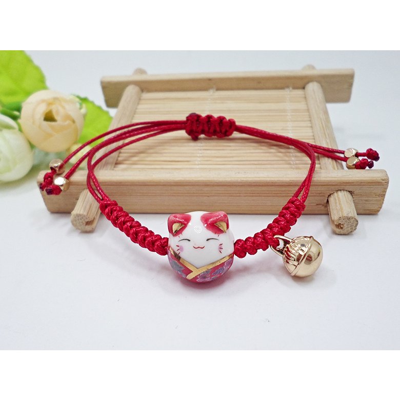 Wholesale New Arrive Handmade Cute Ceramic Lucky Cat Charm Beaded Bracelet Fortune Wish Women Bracelet VGB008 1