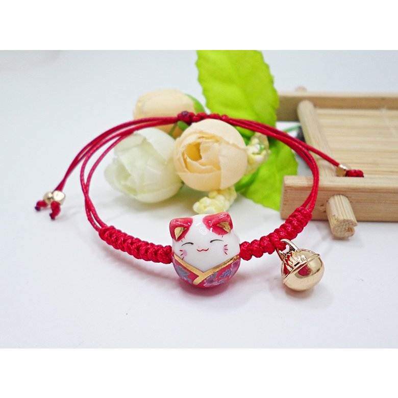 Wholesale New Arrive Handmade Cute Ceramic Lucky Cat Charm Beaded Bracelet Fortune Wish Women Bracelet VGB008 3