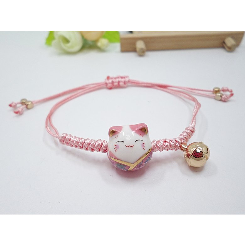 Wholesale New Arrive Handmade Cute Ceramic Lucky Cat Charm Beaded Bracelet Fortune Wish Women Bracelet VGB008 4