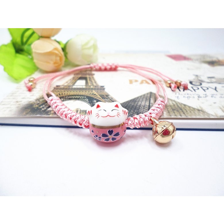 Wholesale New Arrive Handmade Cute Ceramic Lucky Cat Charm Beaded Bracelet Fortune Wish Women Bracelet VGB009 0